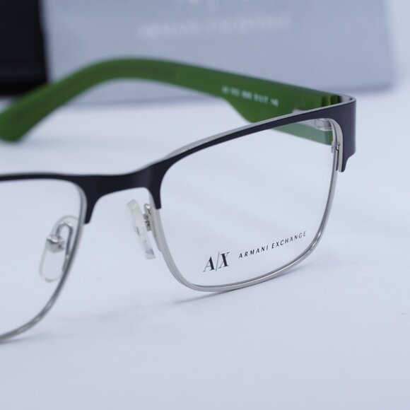 Final Price! Armani Exchange AX1012 6045 Black/Silver/Green Eyeglasses 51mm - Picture 2 of 10